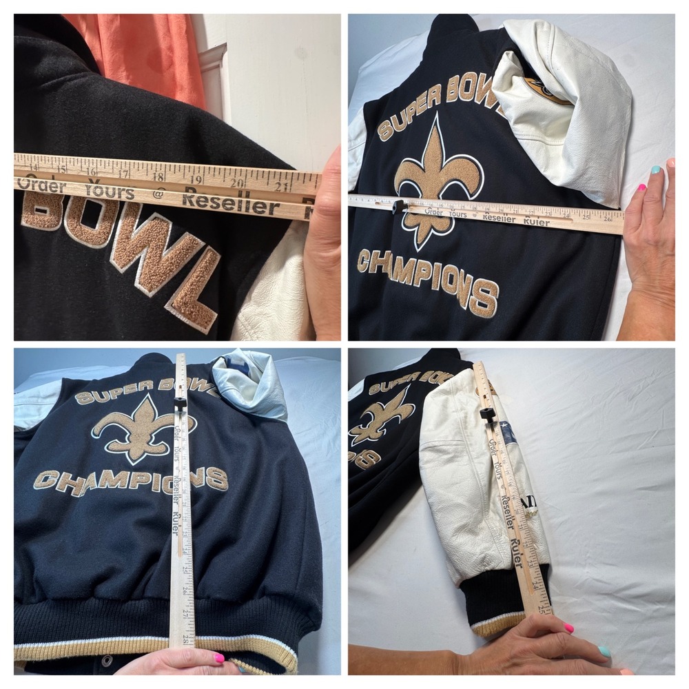Saints Super Bowl Varsity Jacket G III Leather Wool New Orleans Champions Large - Picture 6 of 6
